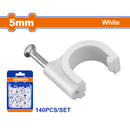 Grapas Clavijas para cable coaxial 5mm Blanco. Set 140 piezas. Protege la cubierta del cable.