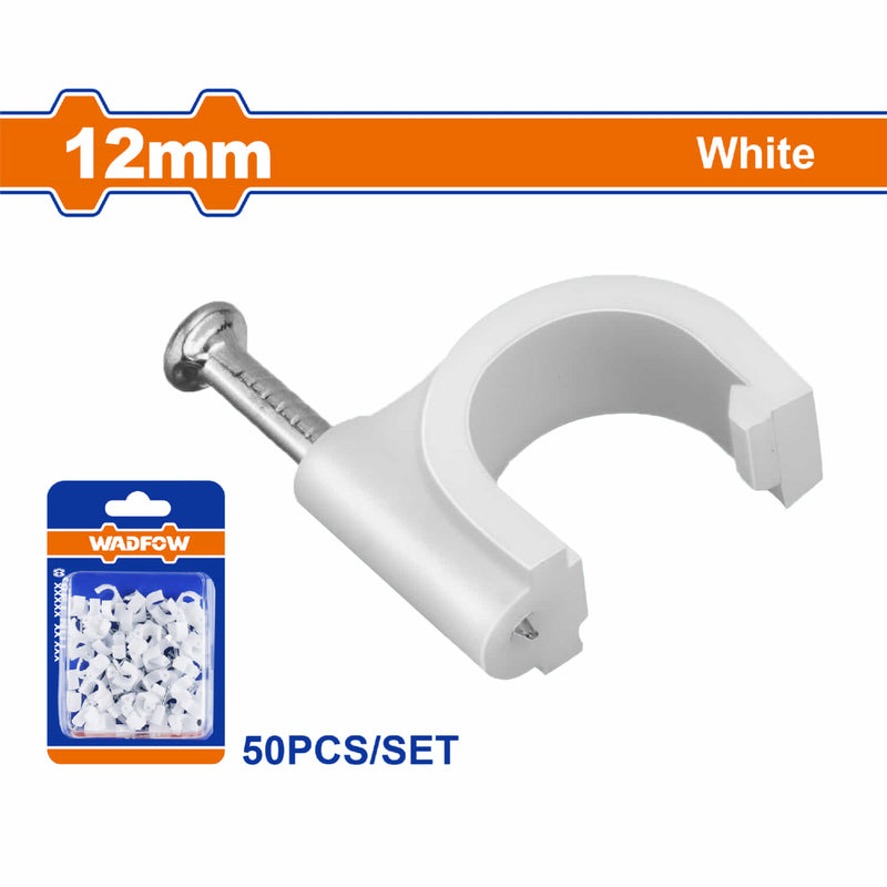 Grapas Clavijas para cable coaxial 12mm Blanco. Set 50 piezas. Protege la cubierta del cable.