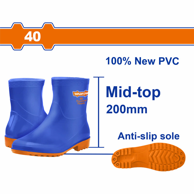 Botas de Caucho Corte Medio talla 40 100% PVC. Resistentes a Aceites, Acidos y a la Alcalinidad. Par