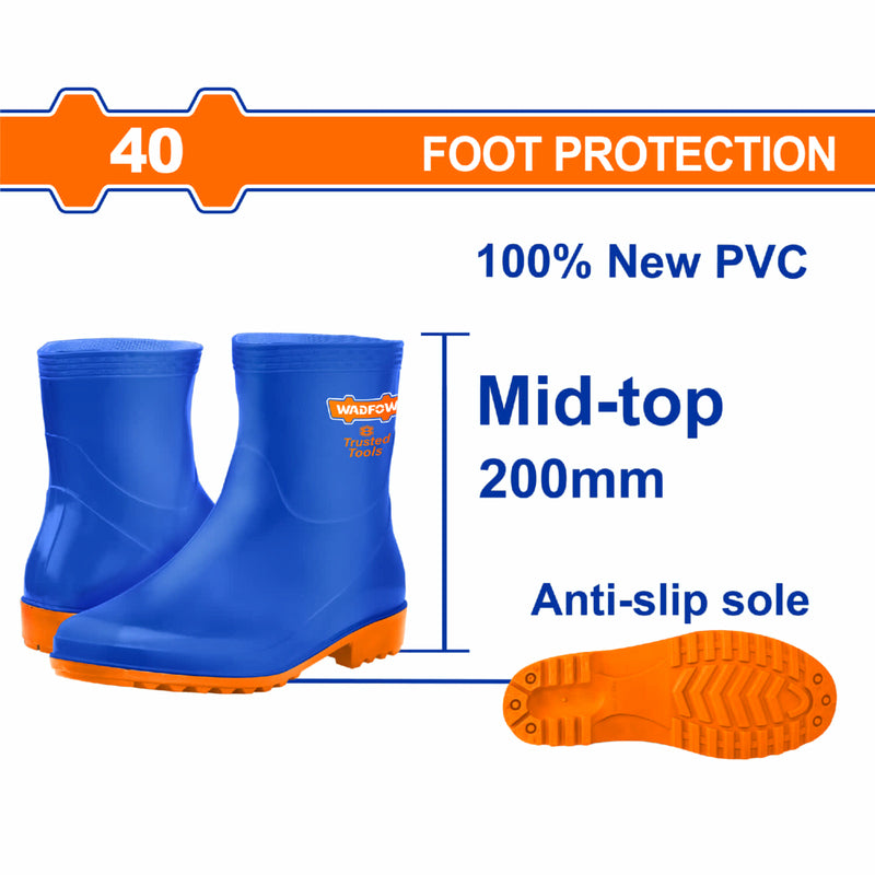 Botas de Caucho Corte Medio talla 40 100% PVC. Resistentes a Aceites, Acidos y a la Alcalinidad. Par