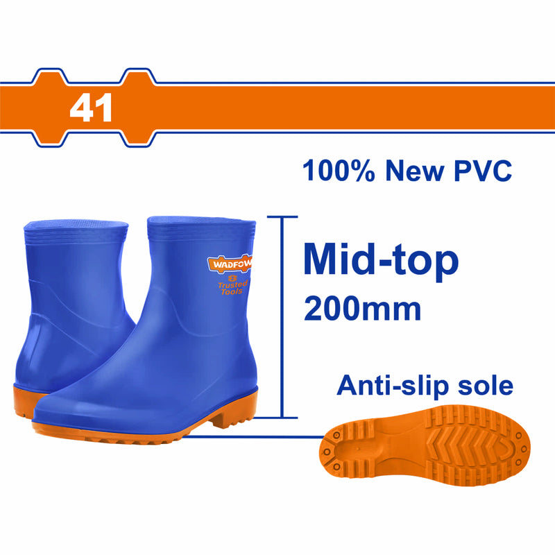 Botas de Caucho Corte Medio talla 41 100% PVC. Resistentes a Aceites, Acidos y a la Alcalinidad. Par