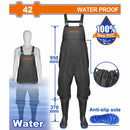 Pantalon de Pesca con botas Talla 42 100% PVC Tirantes Ajustable Impermeable Vadeador Enterizo Wader