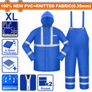 Chaqueta y Overol para lluvia en set. Talla XL 100%PVC. Espesor 0.35mm. Impermeable. Con líneas reflectivas.