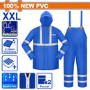 Chaqueta y Overol para lluvia Set. Talla XXL 100%PVC. Espesor 0.35mm. Impermeable. Con líneas reflectivas.