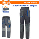 Pantalones de Trabajo con material reflectante y bolsillos. Talla L Color Gris