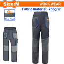Pantalones de Trabajo con material reflectante y bolsillos. Talla M Color Gris