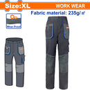 Pantalones de Trabajo con material reflectante y bolsillos. Talla XL Color Gris
