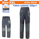Pantalones de Trabajo con material reflectante y bolsillos. Talla XXL Color Gris