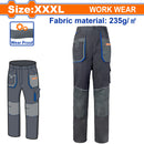Pantalones de Trabajo con material reflectante y bolsillos. Talla XXXL Color Gris