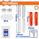 Tornillos Estrella para lavamanos 10x140mm y Anclajes de plástico 14x75mm. Con arandelas. SET