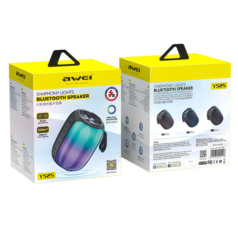 Bocina Bluetooth 5.3 Portátil 10W. Speaker Parlante Inalámbrico con Luces RGB. Altavoz Recargable con Batería de 1800mAh.
