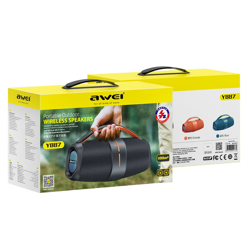 Bocina Bluetooth 5.3 Portátil de 20W RMS. Speaker Parlante Inalámbrico Doble Canal TWS. Altavoz Recargable con Batería de 3600mAh y Asa de Transporte.