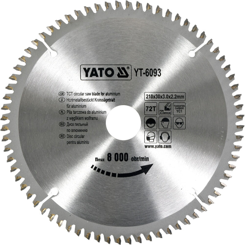 Disco corte de aluminio 8 1/4" TCT para ingleteadora 210mm 72 dientes 30mm
