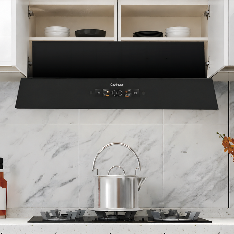 Campana Extractora De Cocina Slim Empotrable Oculta Con Sensor Touchless 200W Y Flujo De 1000 m³/h (75 cm). Extractor Smart Hood. Color Negro