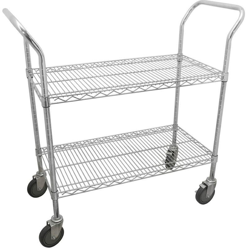 Carrito utilitario con 2 repisas de 24"x18" cromado Urrea