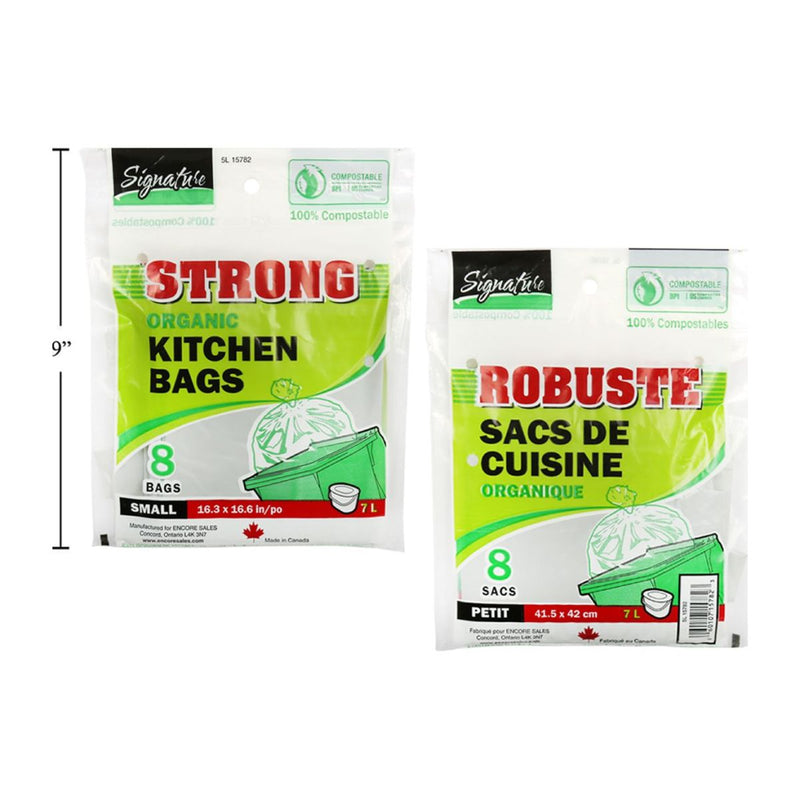 Bolsas de cocina pequeñas compostables de 16.3 x 16.6 ", 8 piezas