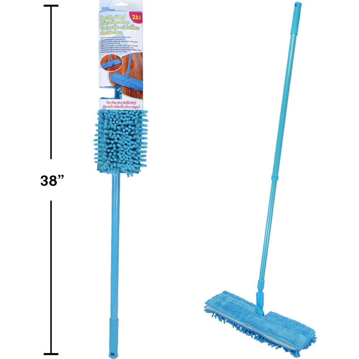 Fregona trapeador de microfibra 2 en 1 con mango ajustable