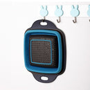 Colador plegable de silicona, color azul.