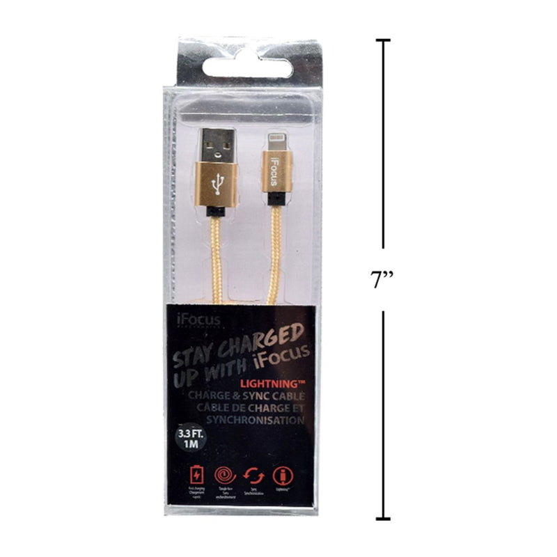 iFocus, 1M Cable de carga y sincronizacion, dorado, caja de pvc + bandeja