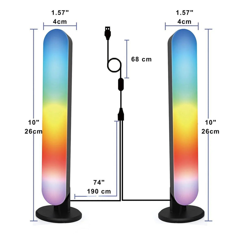 Barras LED RGB con Modo Música y Control Remoto (Pack de 2 unds). Luces LED de ambientación. Iluminación LED Decorativa.
