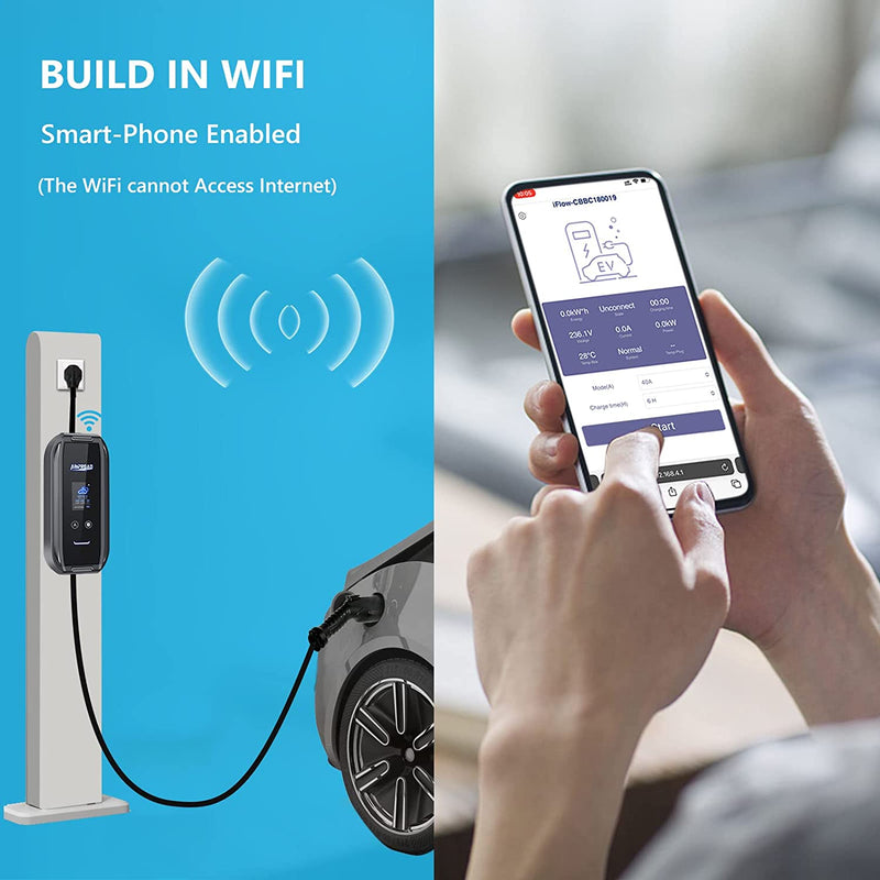 Cargador carros eléctricos Tipo1 J1772 nivel 2 10-40A 110-240V  WiFi Dual portátil o de pared