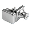 Cerradura 90 grados sin saques para vidrios de 5-6mm Cromada.