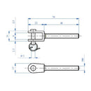 Terminal Para Cable 5Mm Con Pin Removible .Macho Rosca Izquierda.AISI 304.