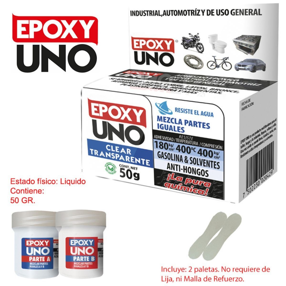 EPOXY UNO "FUSION EPOXY"   50 GRAMOS  TRANSPARENTE