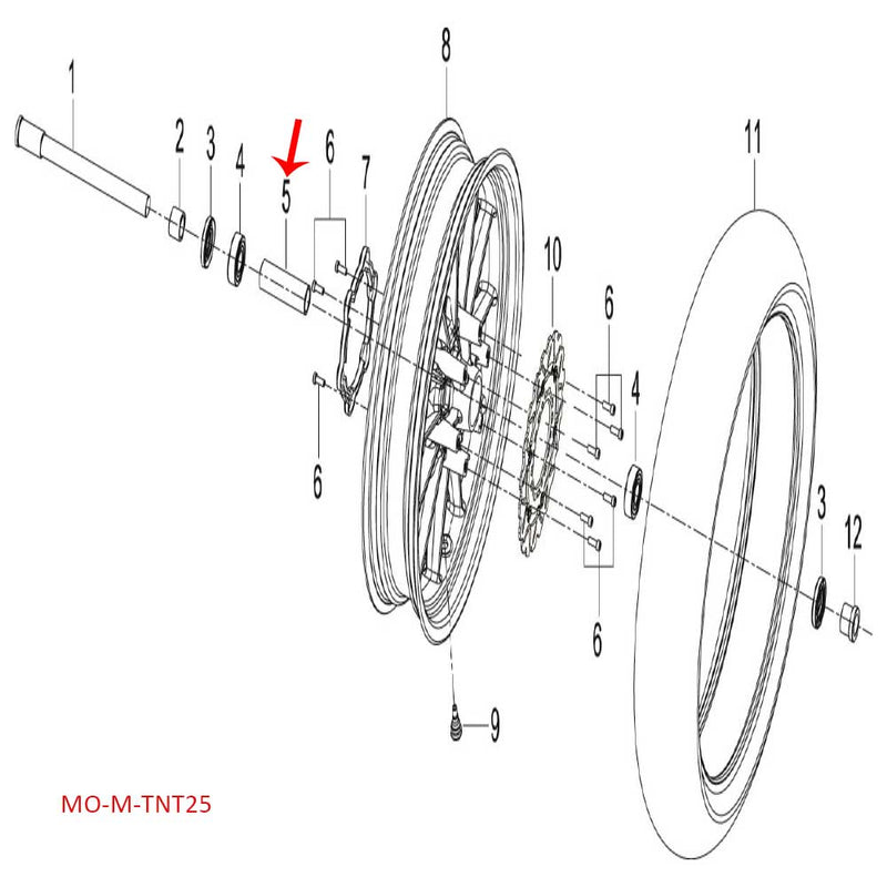 Funda central del eje de rueda delantera (TNT25 / TRK251 / LEONCINO250 / 302S / LEONCINO500 )
