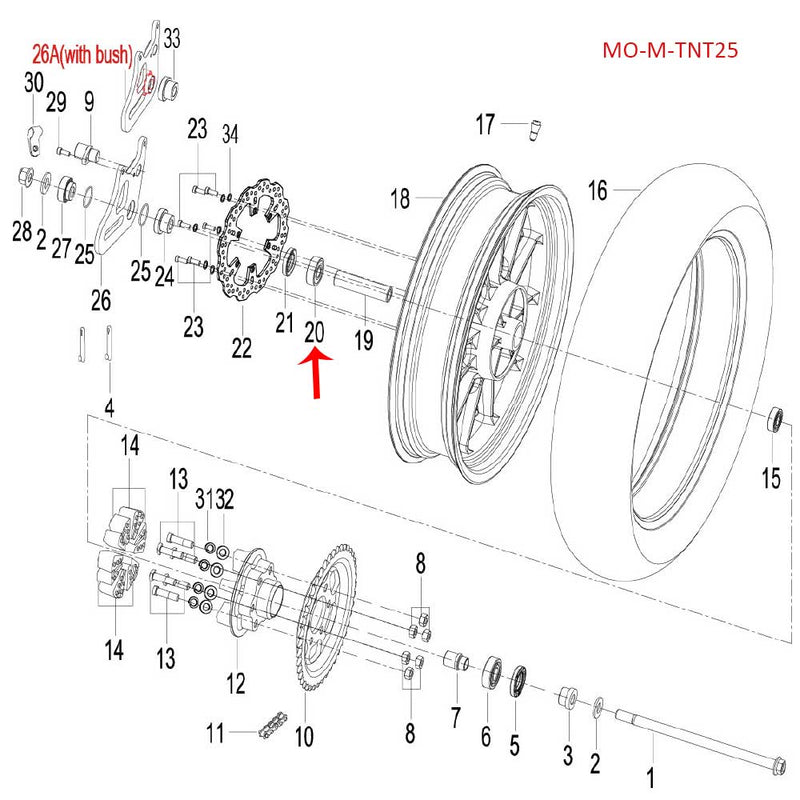 Rodamiento 6302-2RS (RGK150 /TX150/ TNT150 / TNT135 / TNT25 / TRK251 / LEONCINO250 / ZAFFERANO250)