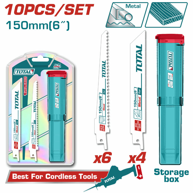 Hojas sierra sable reciproca Bi-metal. Variados dientes(6, 18) Corte afilado. Set de 5 piezas.