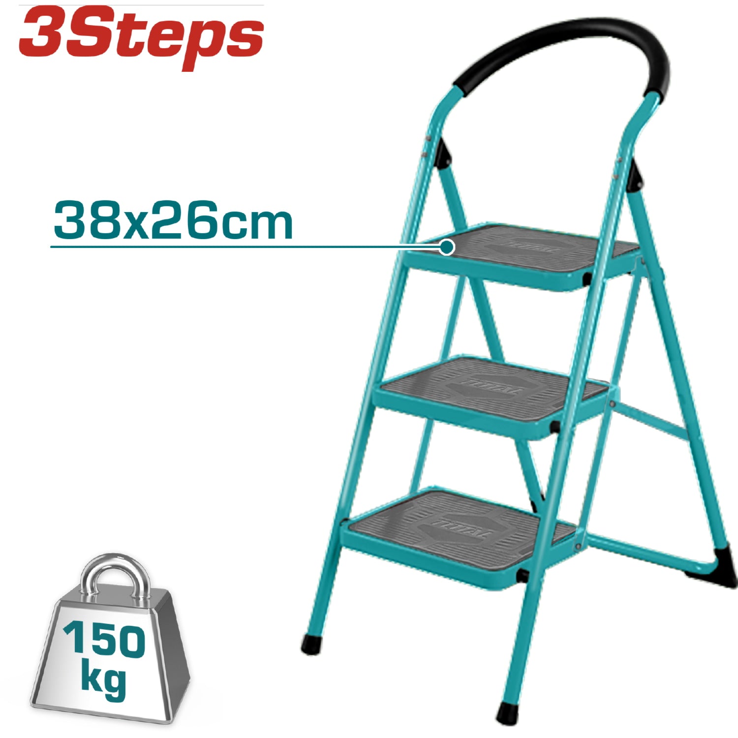 Escalera de 3 peldaños metálica  TOTAL TOOLS