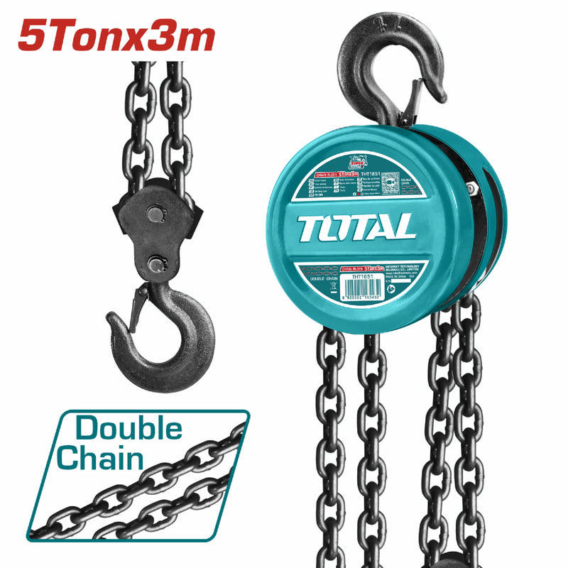 Tecle de cadena 5 ton. Altura máx. 3m. de doble cadena