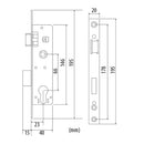 Cerradura perfil angosto de pestillo doble manija.color negro. Backset 23 mm; 14x38x146 mm. C-C 66 m