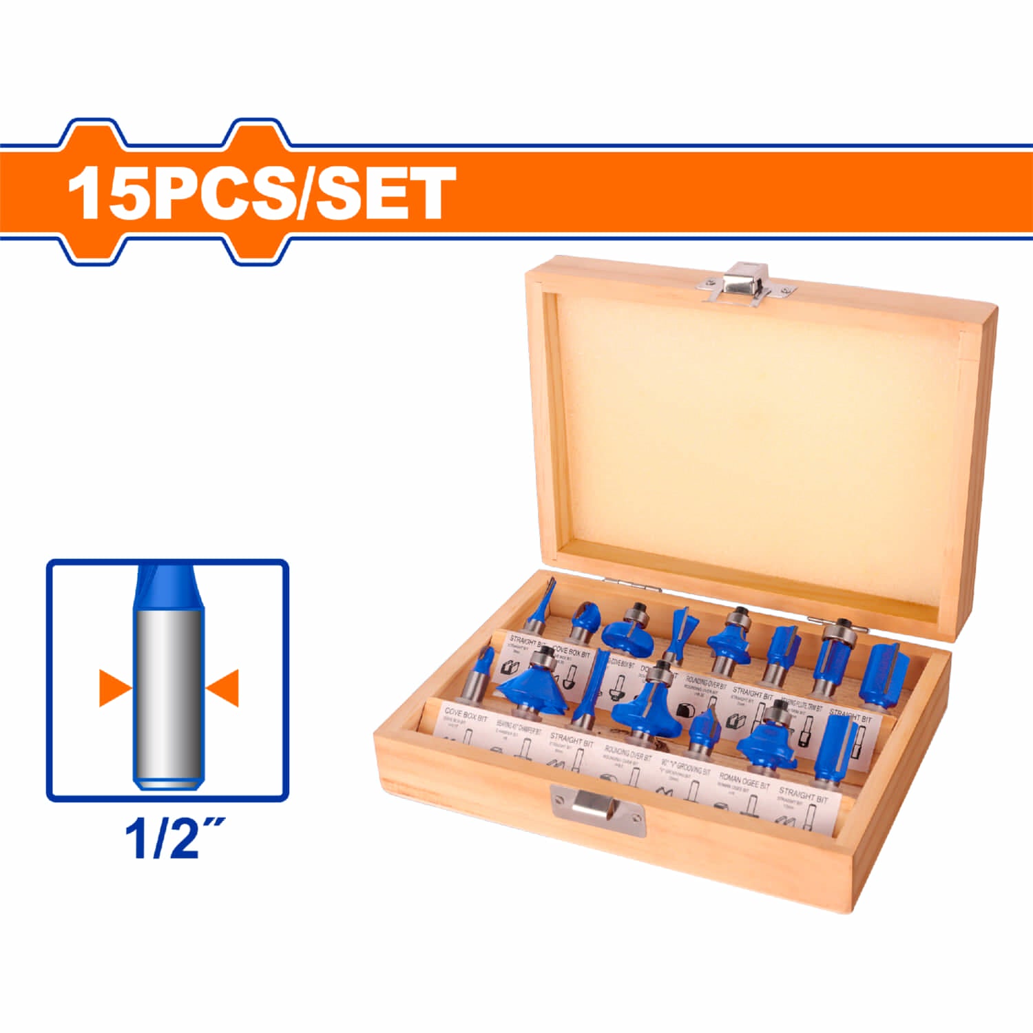 Puntas Brocas Para Router. Vástago: ½” Juego De 15 Brocas Para Router