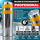 Bolardo de estacionamiento 6.6". Poste de seguridad de acero inoxidable. 168x400 mm. Con franjas amarillas. Espesor 2.5mm.