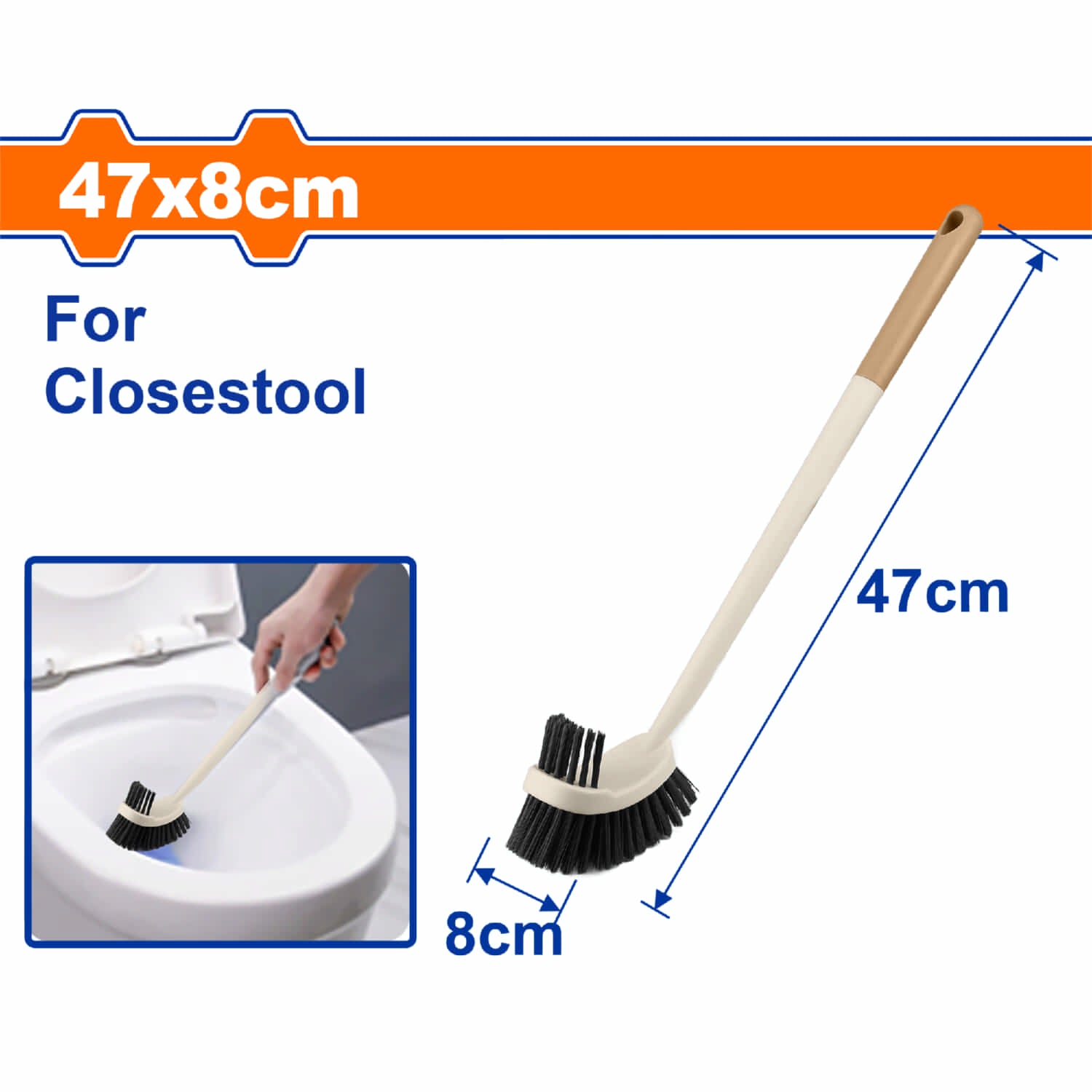 Cepillo de Baño para Inodoro Sanitario 47x8cm Limpia servicio Retrete