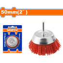 Cepillo de Nylon copa circular para taladro con vástago de 50mm. Long. Cable: 17mm.