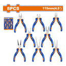 Mini Alicates variados de 4. 5" (Combinado, Corte Diagonal, Corte Final) Set de 8 Piezas.