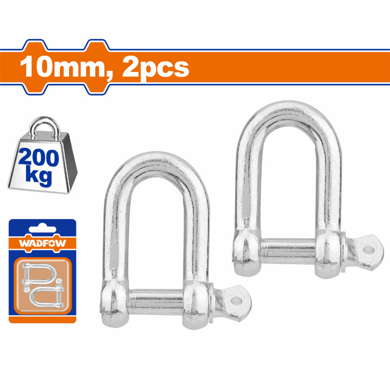 Grillete Argolla para izaje de cargas. Carga de trabajo: 200kg 10mm Acero al carbono. Set de 2 piezas.
