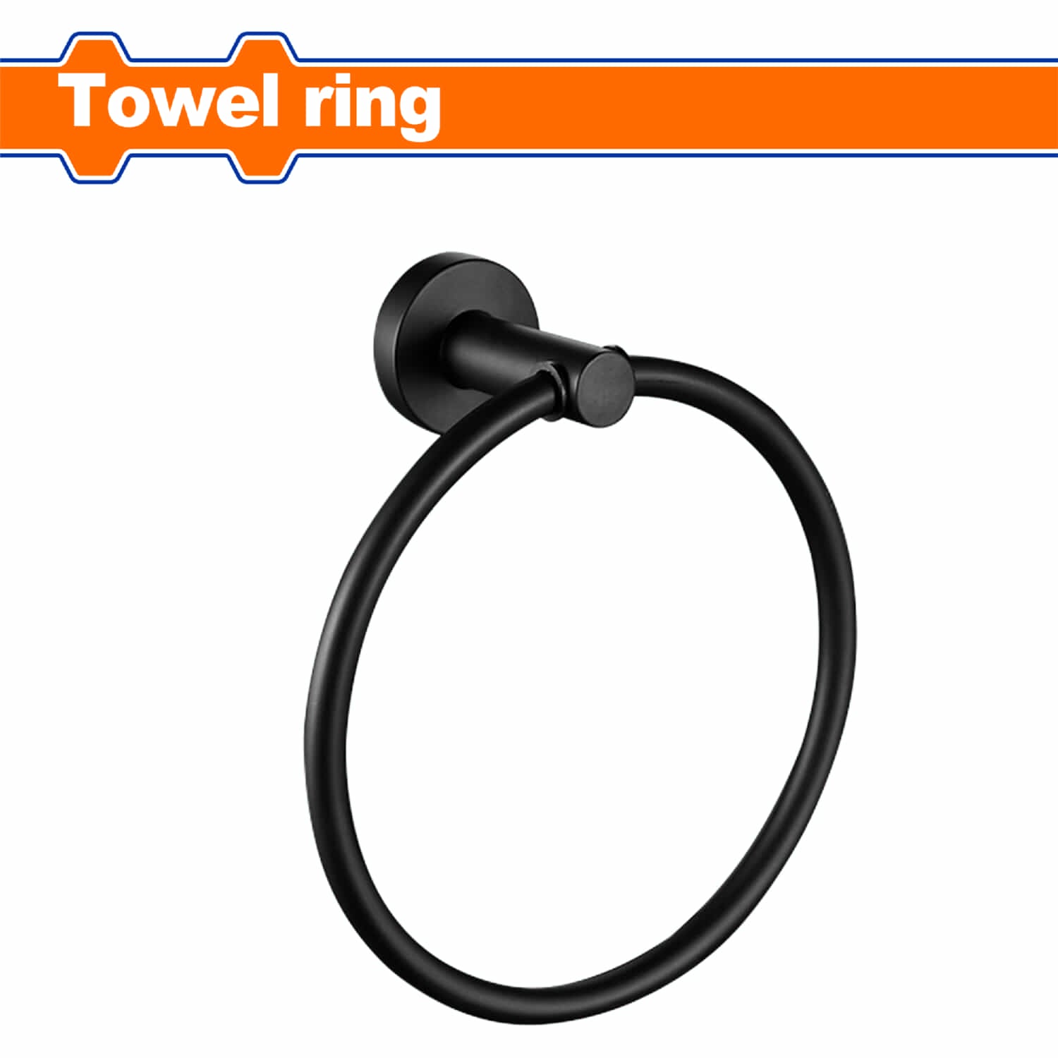 Toallero de Argolla de baño en pared. Color Negro. Acabado Zinc. Incluye 2 tornillos Set. Aro para toalla.