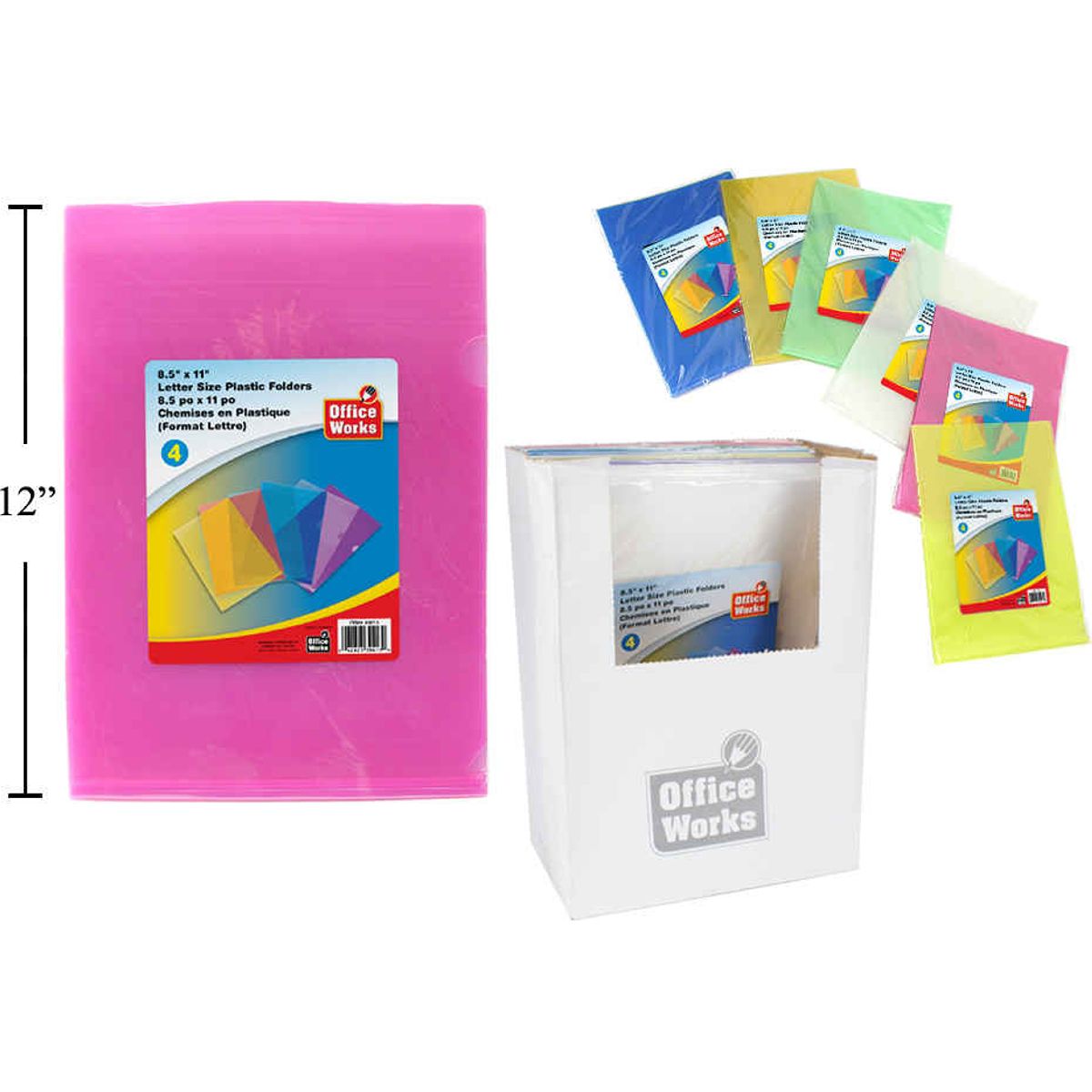 Carpeta carta  en color transparente, 4 piezas, 8-5 "x 11"  (Viene en colores variados al azar)