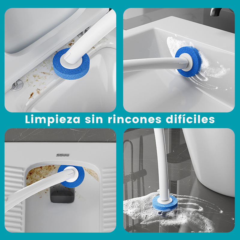Cepillo Inodoro Desechable con 32 Repuestos y Detergente Integrado. Escobilla para Inodoro con Base Adhesiva de Pared (9.3x14.5x41.5cm) Limpieza de Servicio Retrete