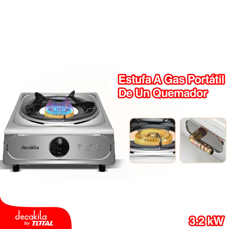 Estufa a Gas portátil de un quemador. 3.2Kw. Calentamiento uniforme. Encendido automático
