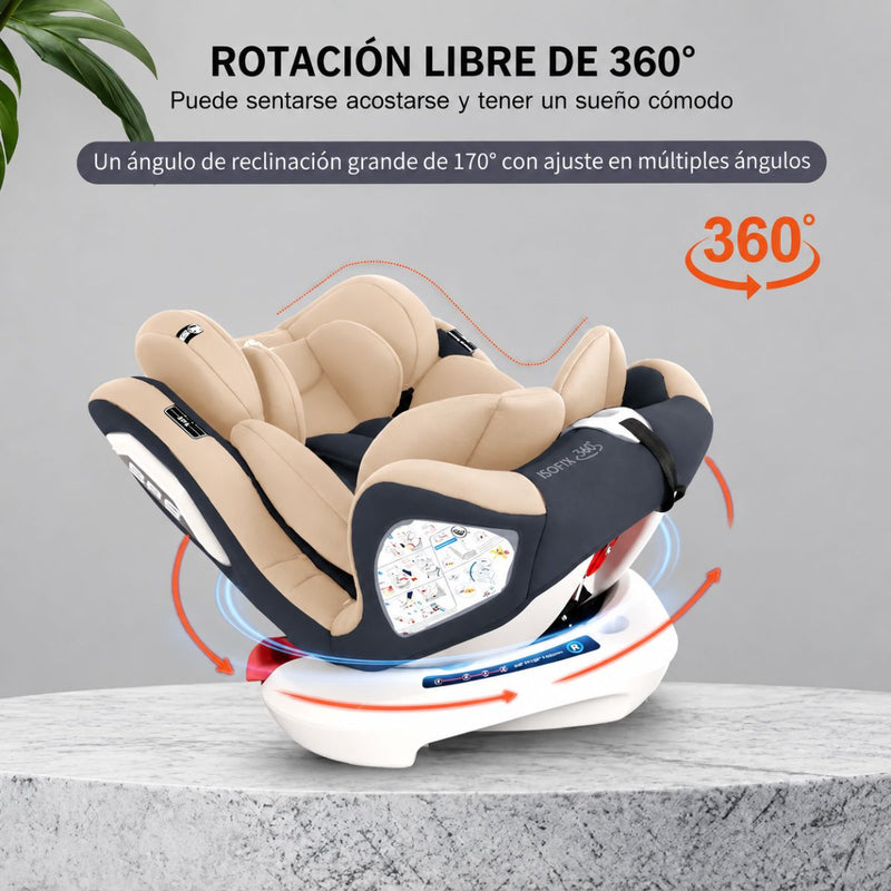 Silla de Auto para Bebé isofix 360° Reclinable hasta 170°. Asiento de Seguridad Infantil Convertible de 0 a 12 Años.