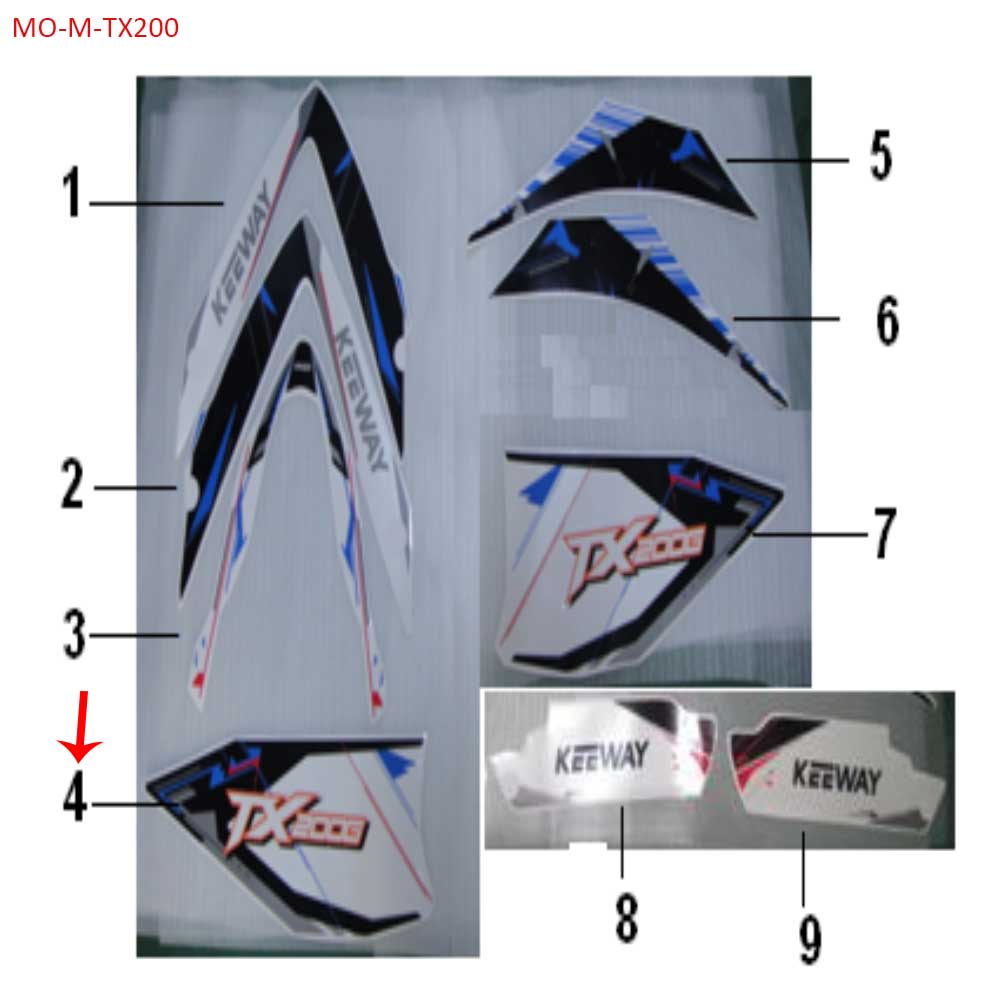 Calcomania TX200 trasera izquierda (TX200)