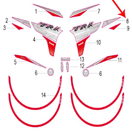 Calcomania I del covertor izquierdo del tanque de combustible (TRK251)