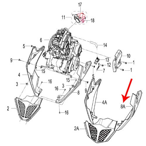 Covertor inferior izquierdo negro con calcomanias (TNT25)