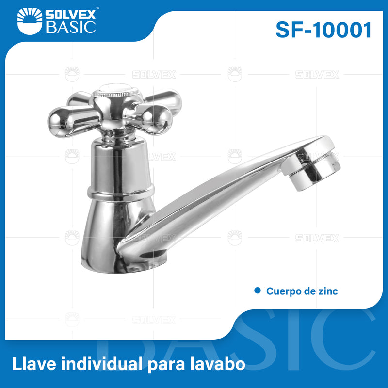 Grifo de Lavamanos Cromado Brillante. Pluma Llave Individual de Baño.