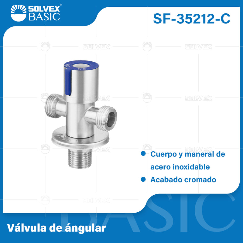 Llave de Ángulo Doble para Lavamanos y fregadores. Válvula cromada de Acero Inoxidable.